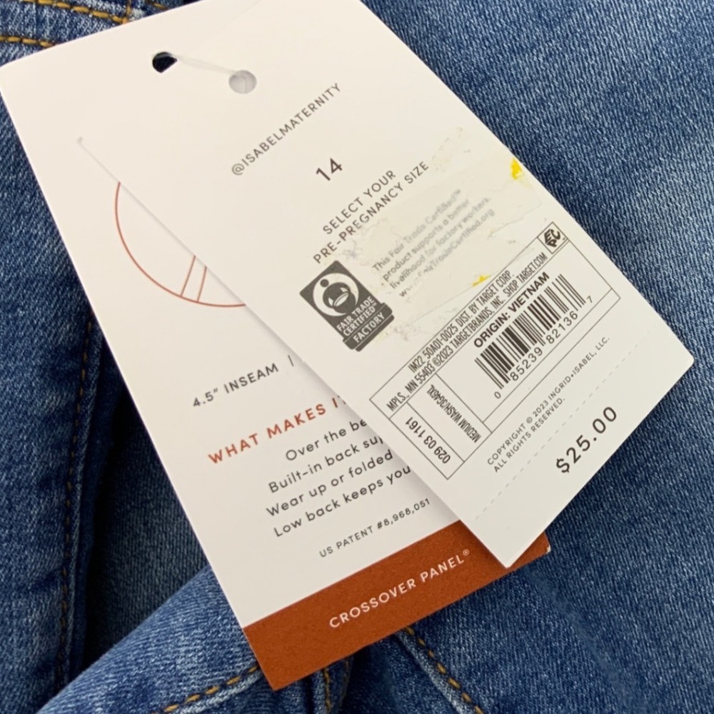 Isabel Maternity by Ingrid & Isabel Crossover‎ Panel Denim Shorts Blue Size 14 - Picture 5 of 6